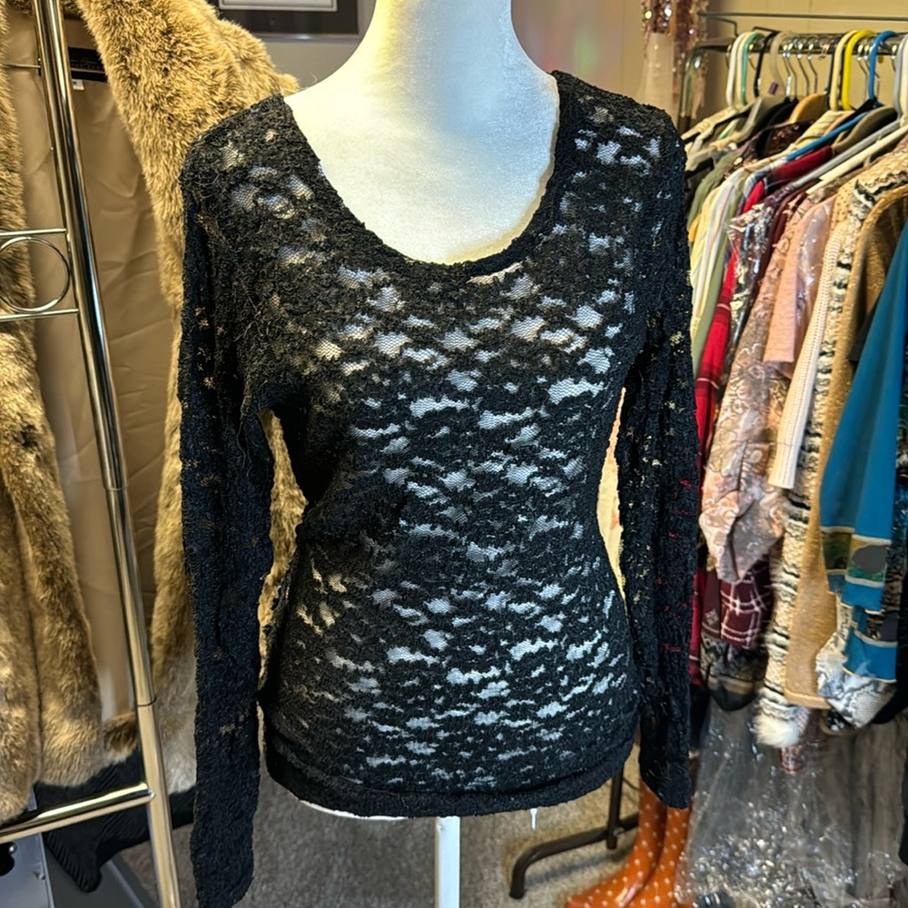 The Limited. Lace full sleeve blouse. Full lace top size L black
